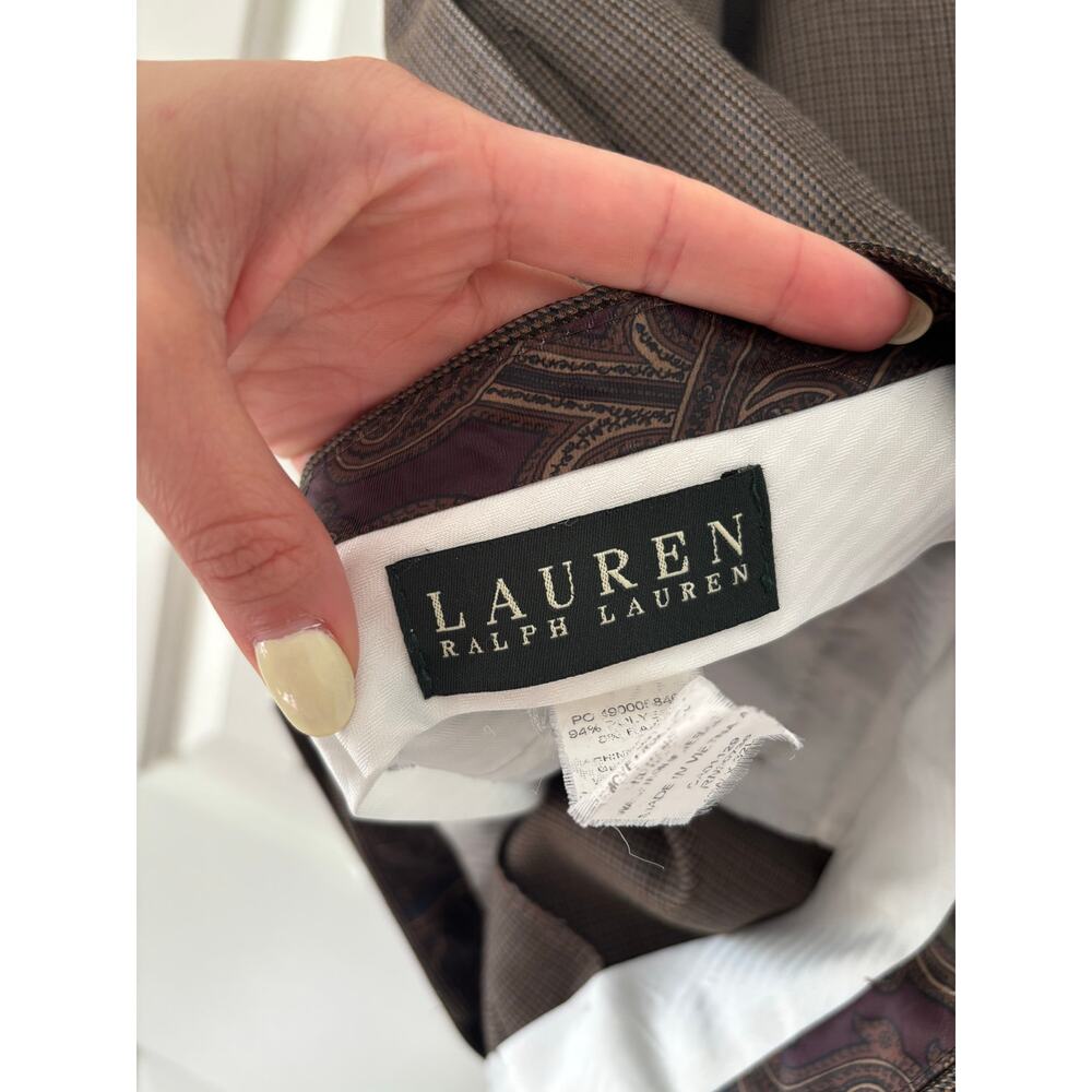 Lauren Ralph Lauren Brown Dress Pants Mens 42x32 Classic Flat Front Wool Blend - Picture 8 of 16